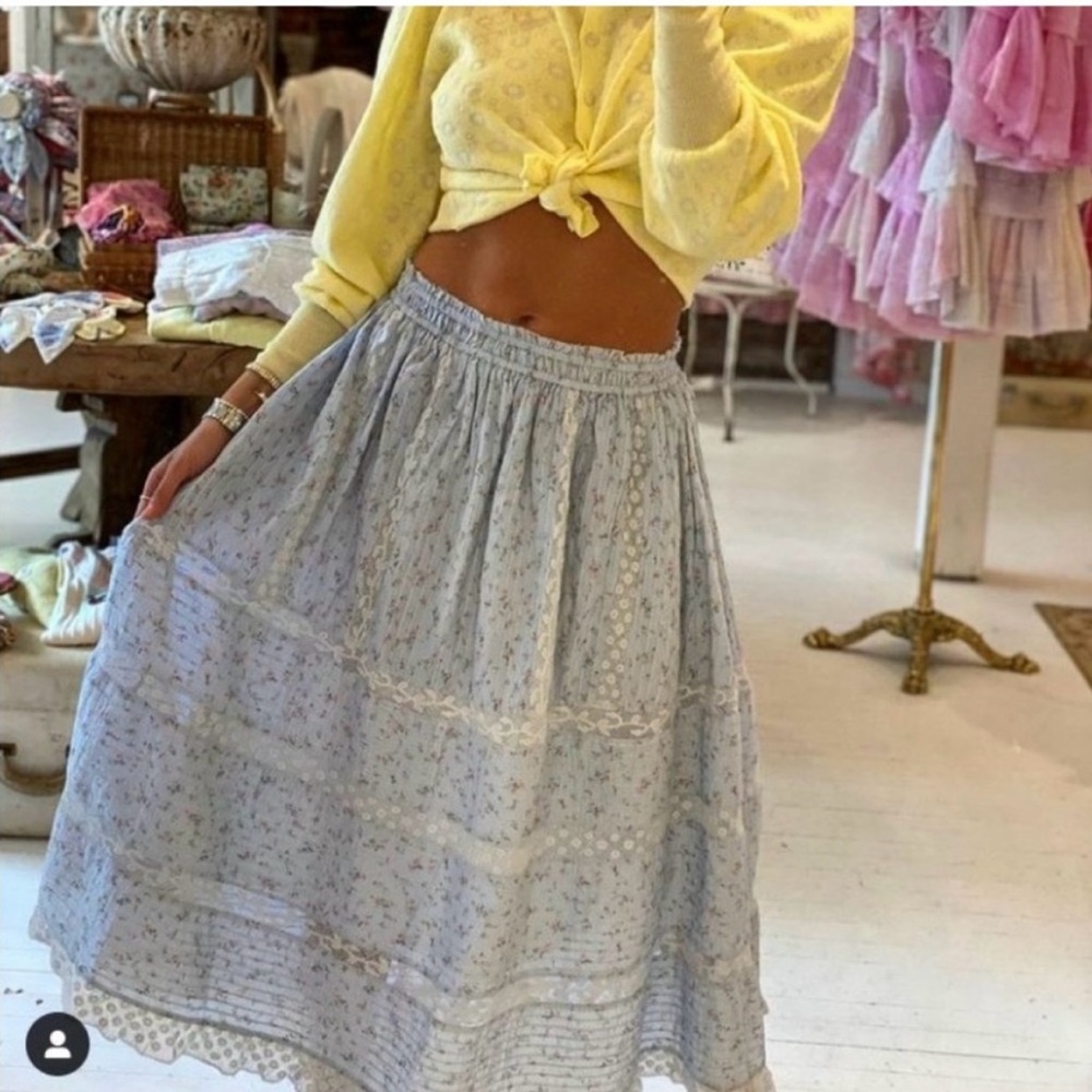 LoveShackFancy Eponda midi skirt Bella blue